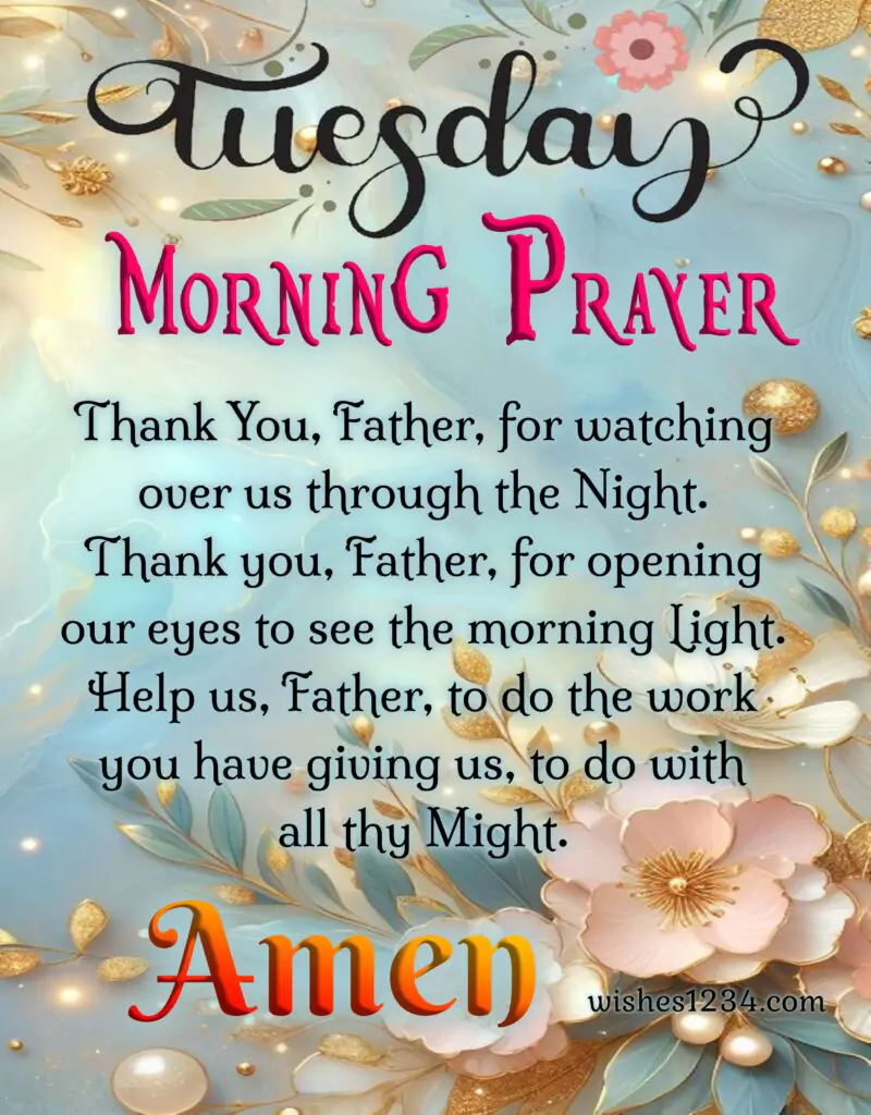 Tuesday morning prayer with beautiful image.