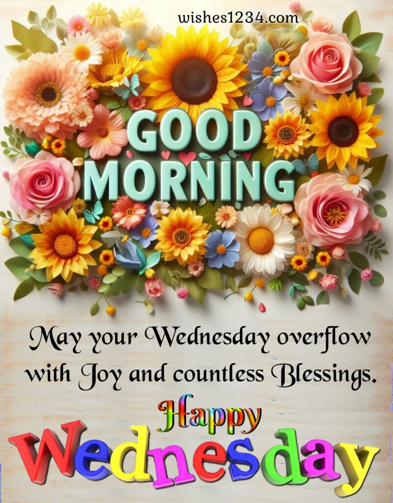 Wednesday quotes with beautiful flowers background.