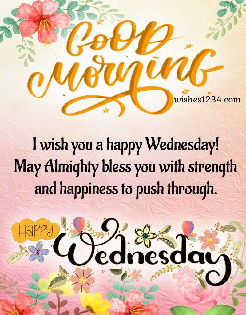 Happy Wednesday image with rustic background.