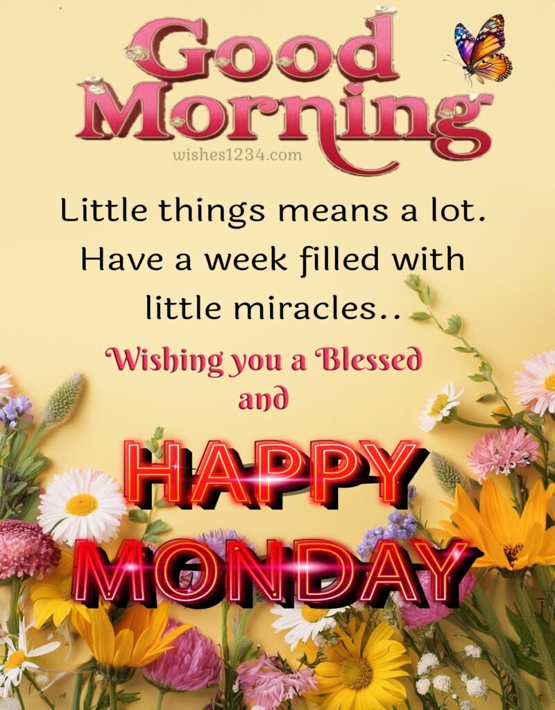 Good Morning Monday flowers background image.