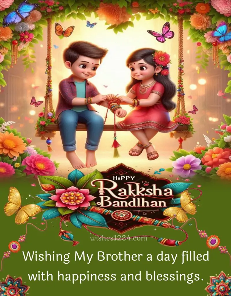 Happy Raksha Bandhan quote on beautiful image.