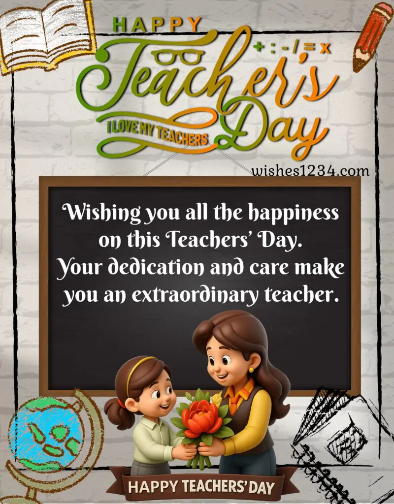 Student wishing Teachers Day to teacher.