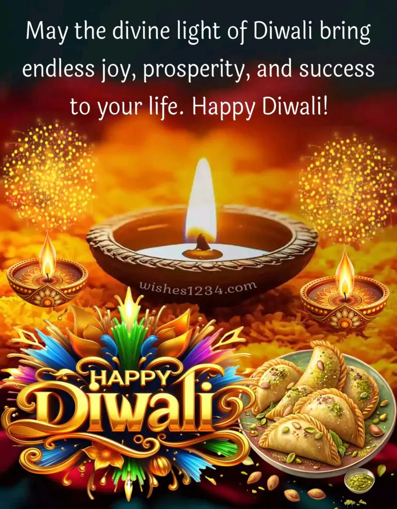 Diwali wishes on beautiful background.