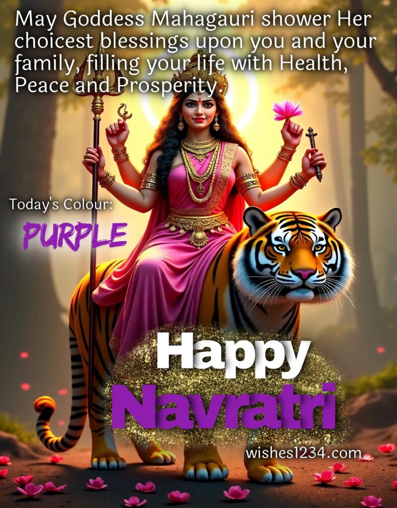 Happy Navratri Purple colour Maa Mahagauri Blessings.