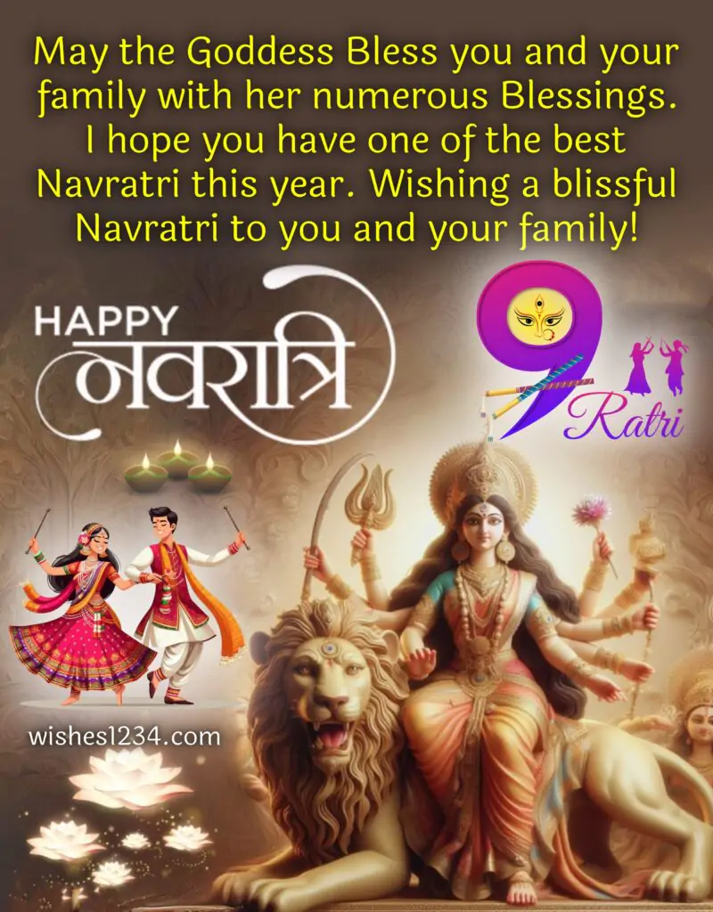 Navratri Greetings with Maa Durga image.