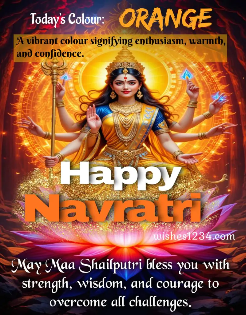 Navratri Orange color Maa Shailputri blessings.