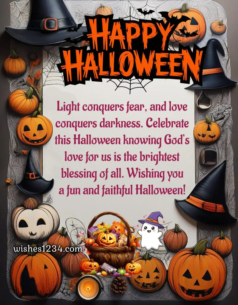Halloween quotes with pumpkins and witch hats image.