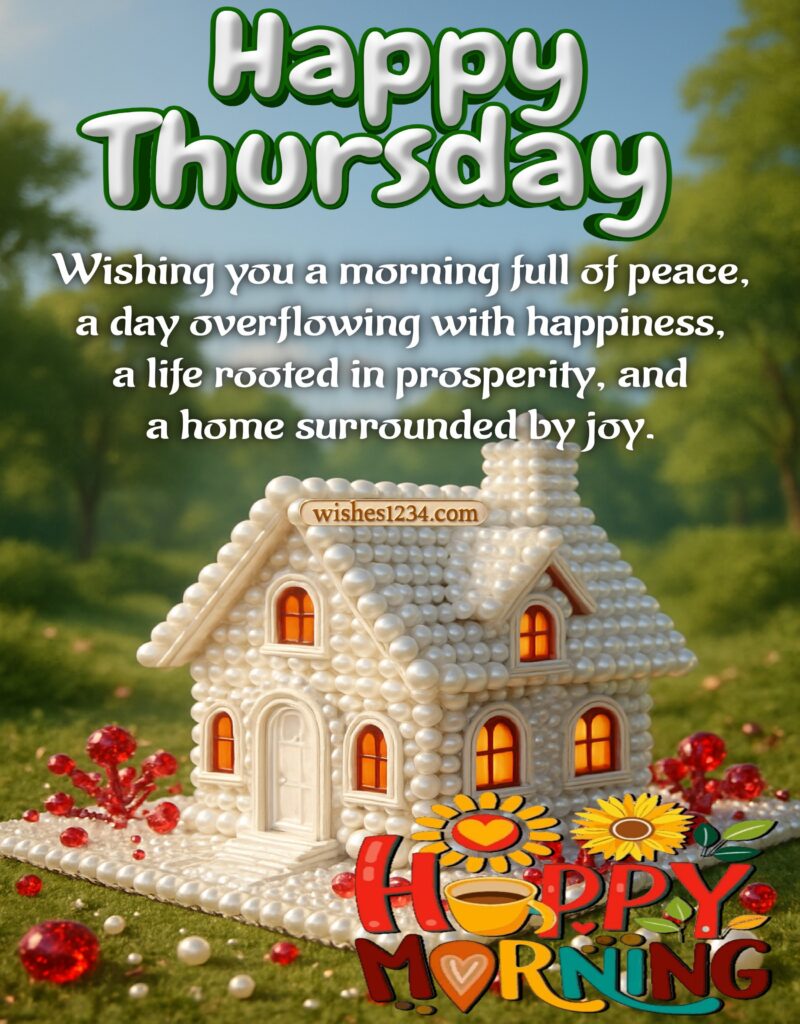 Good Morning Thursday Image with beautiful house background.