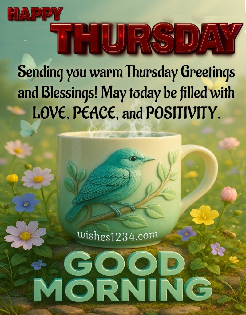 Good Morning Thursday Image with cup background.