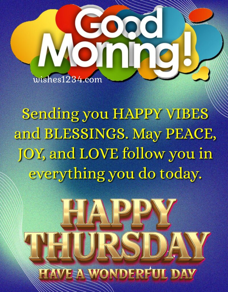 Happy Thursday Greetings with blue background.