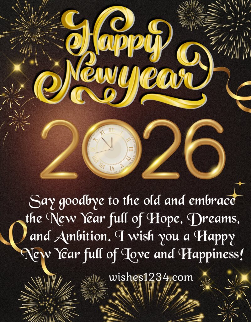 Happy New Year 2026 Image with message.