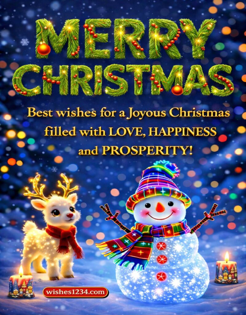 Merry Christmas Quotes with glowing Snowman.