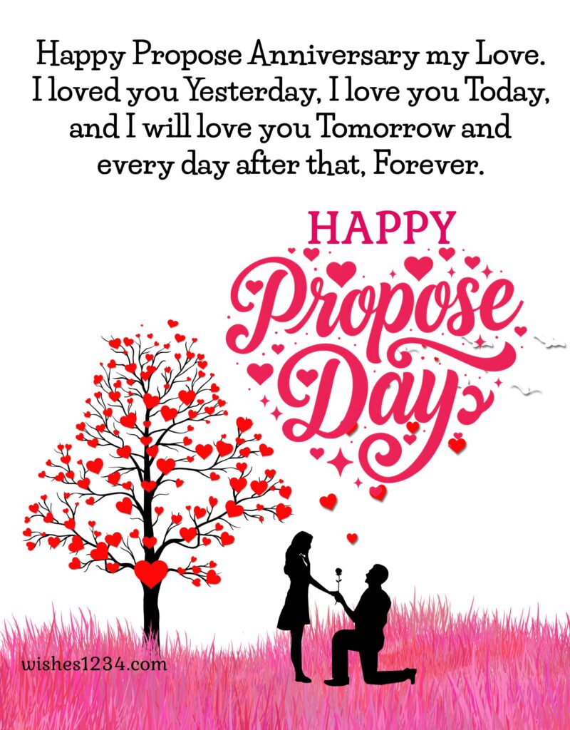 Happy Propose Anniversary message with image.