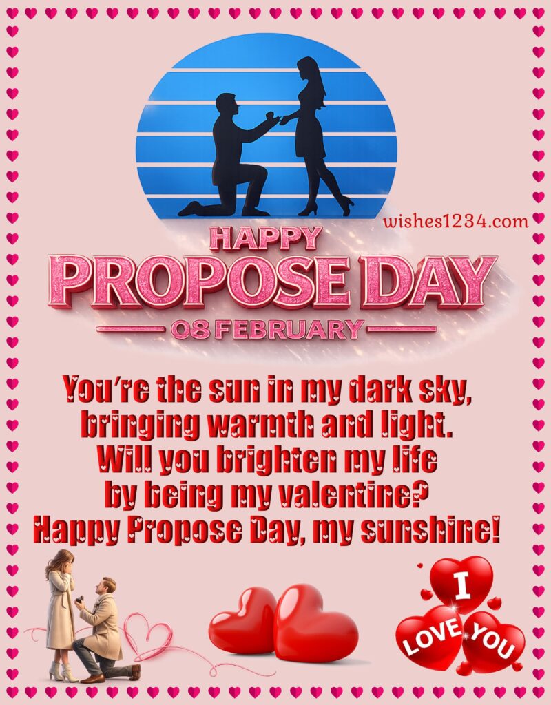 Happy Propose Day Image with boy proposing to girl.