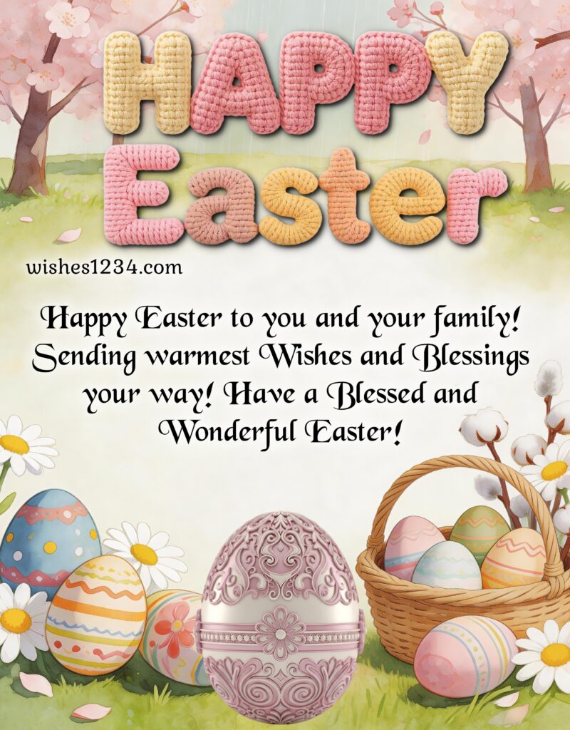 Beautiful Happy Easter Message with image.