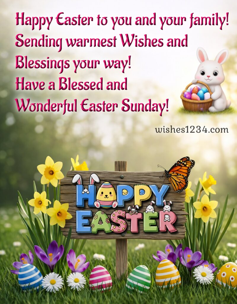 Happy Easter Message with cute Bunny.
