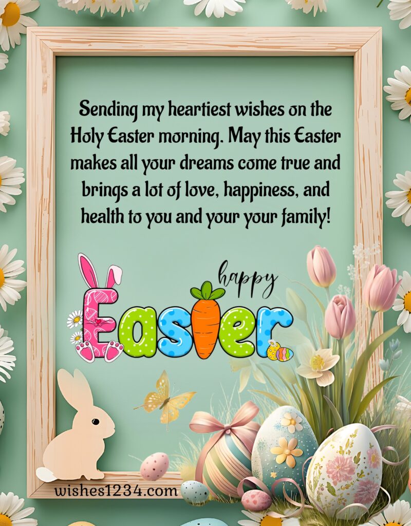 Happy Easter wishes with beautiful background.