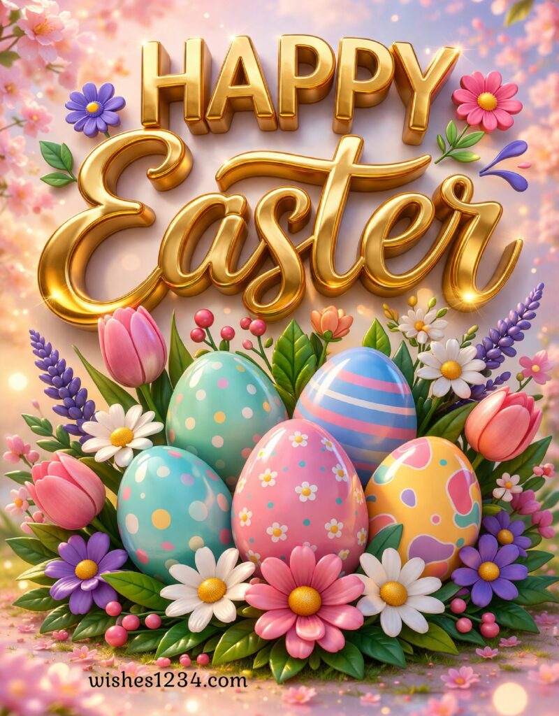 Happy Easter with Easter Eggs.