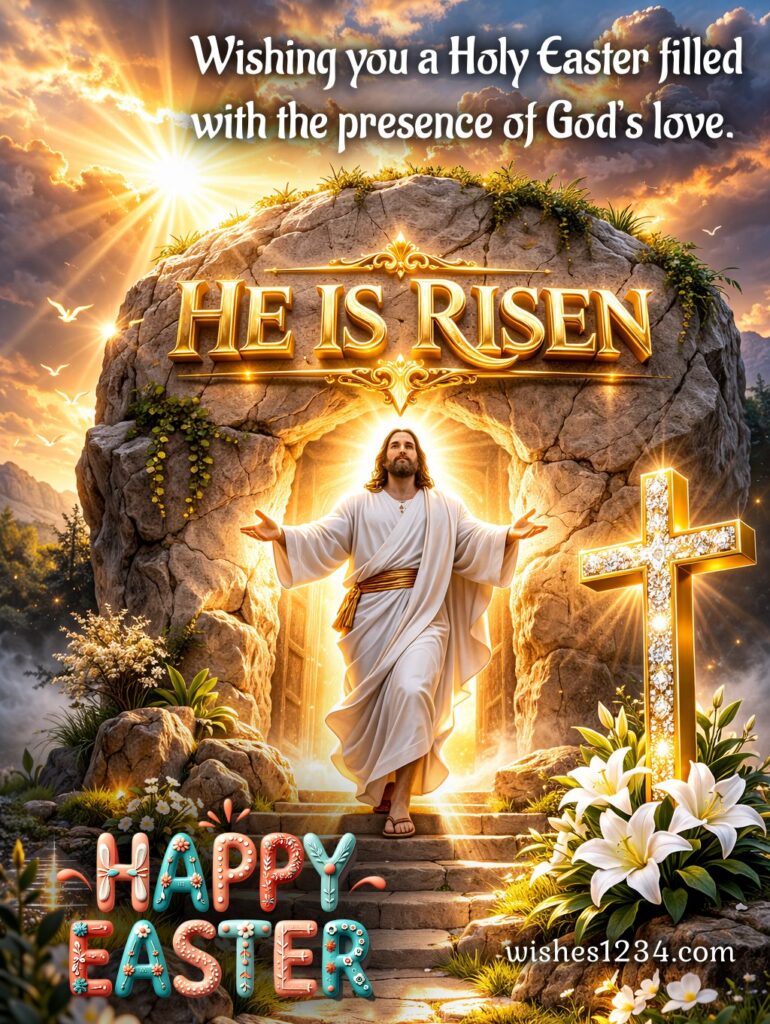 He is Risen Happy Easter image with Jesus.