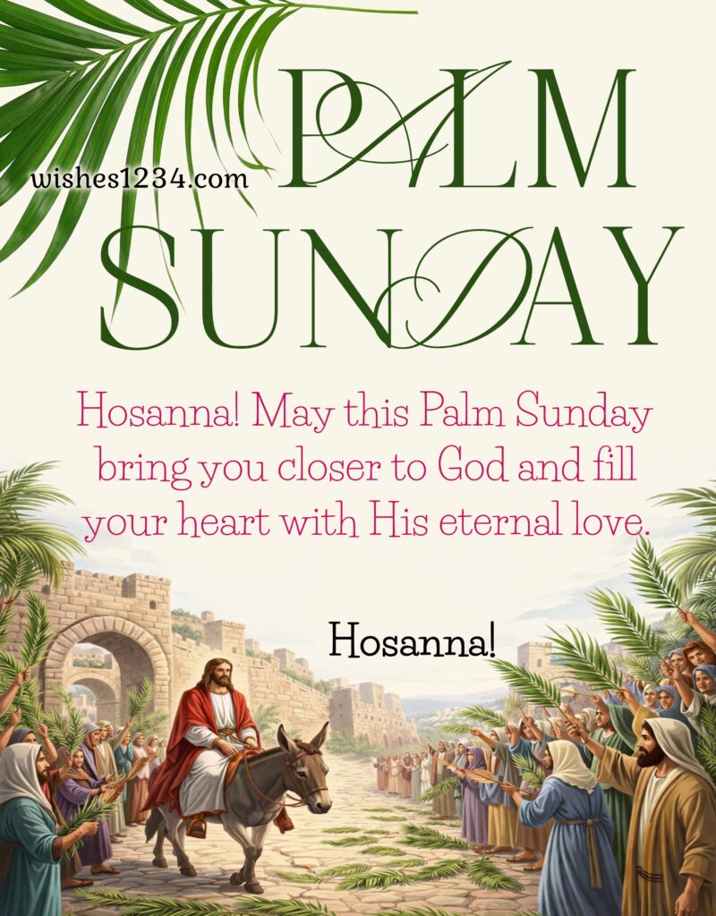 Palm Sunday image with Jesus entering the Jerusalem.