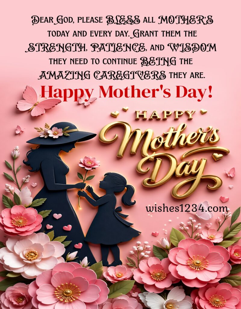 Happy Mother's Day Blessings with Mother and Daughter image.