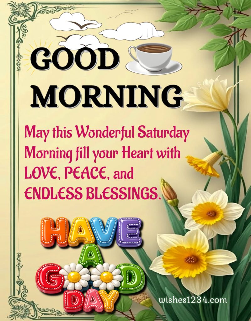 Happy Saturday image with beautiful flowers.