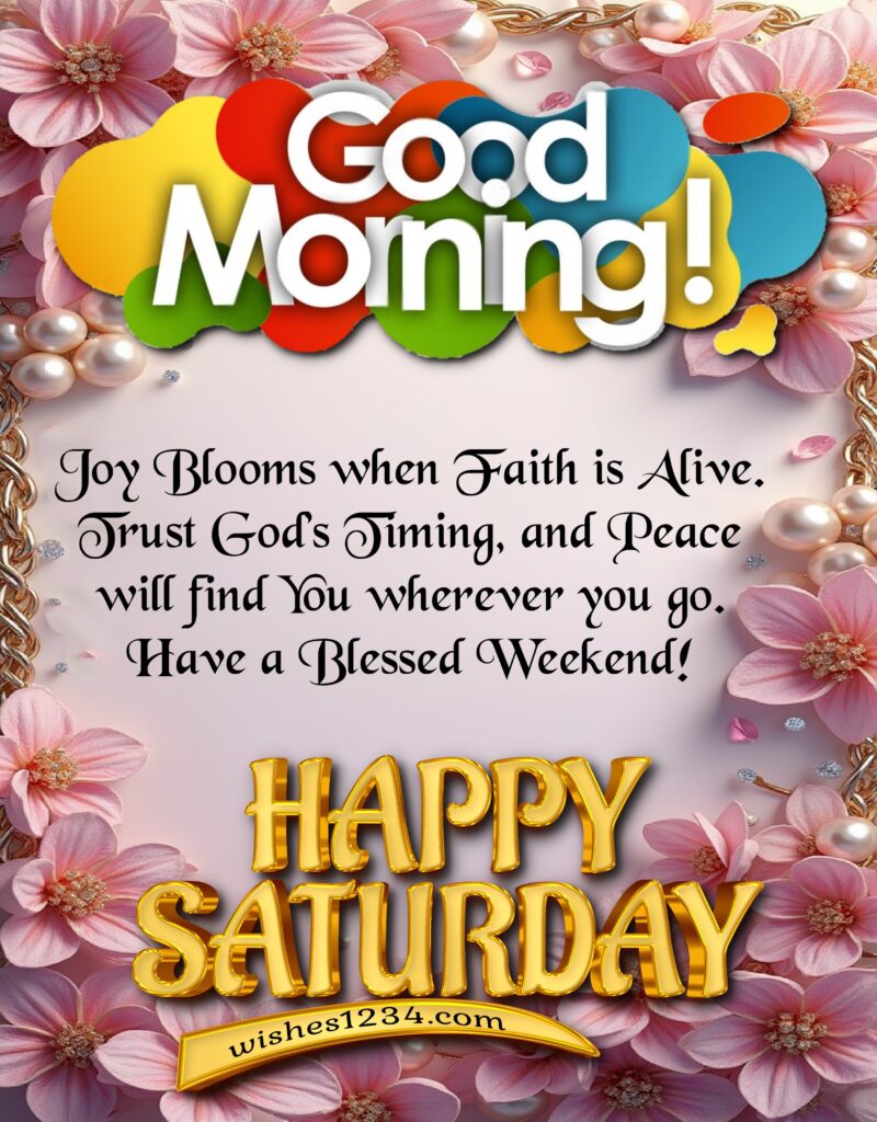 Happy Saturday with flower border image.