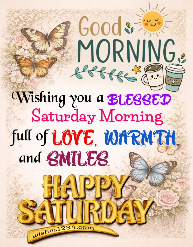 Saturday Blessings with butterflies in background.