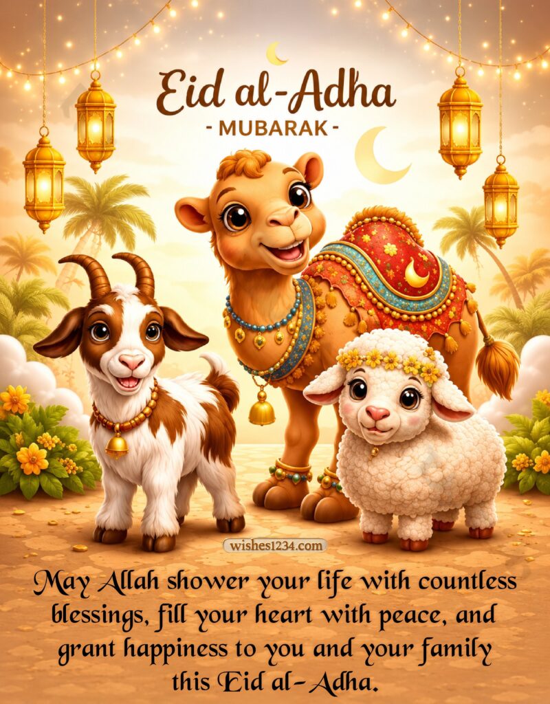 Eid Al Adha wishes greeting card image