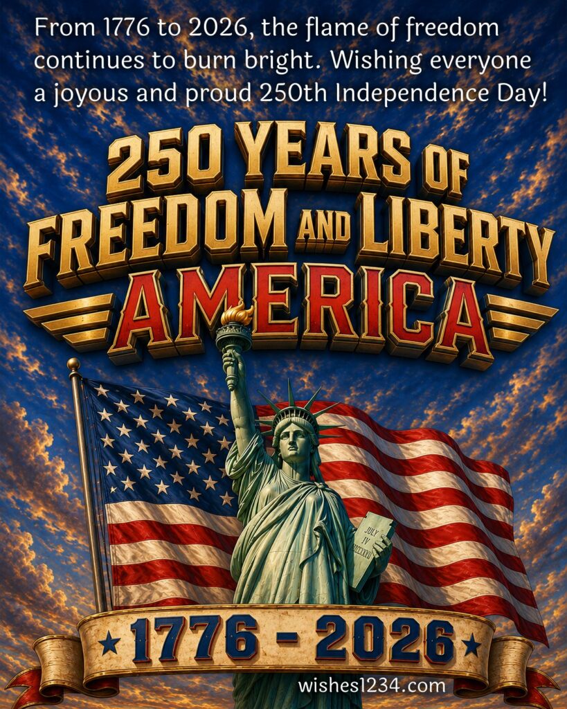Happy 250th Independence Day USA Message.