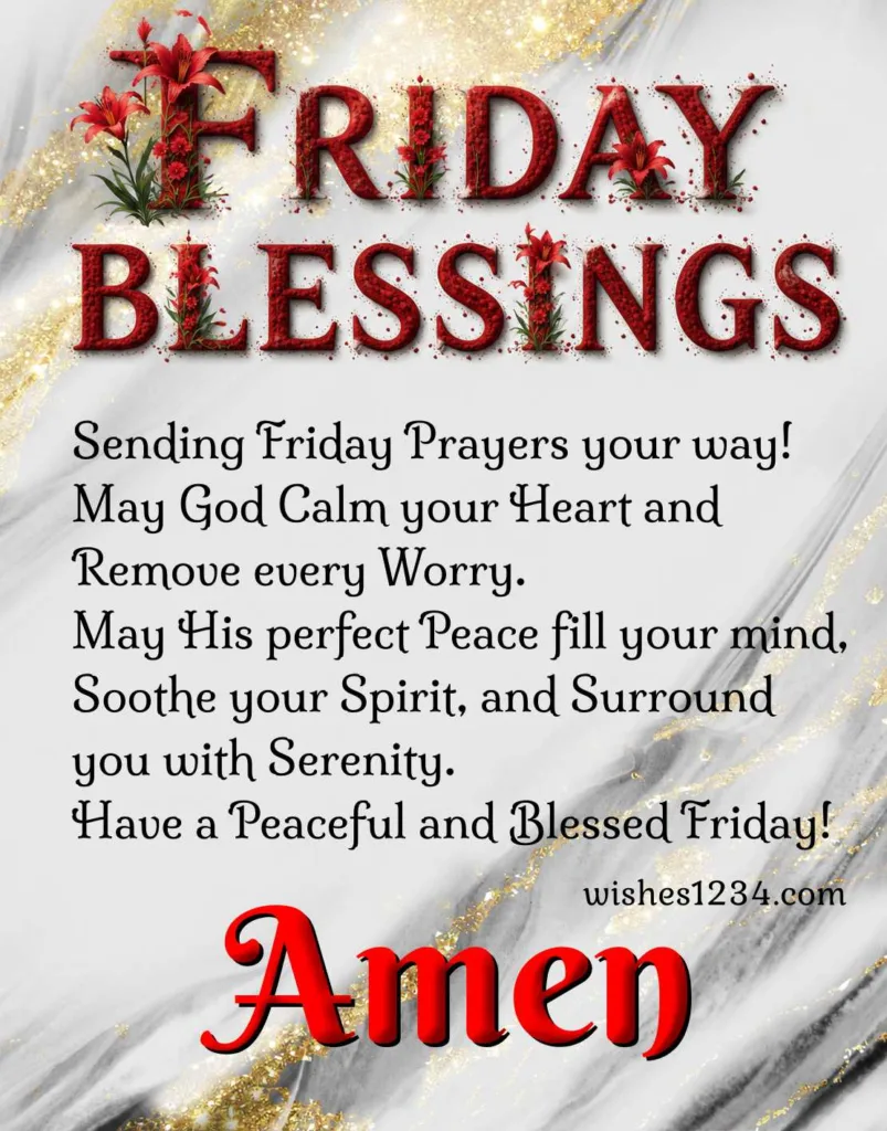 Friday Blessings image with beautiful prayer.