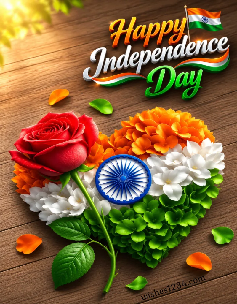 Independence Day image with flowers.