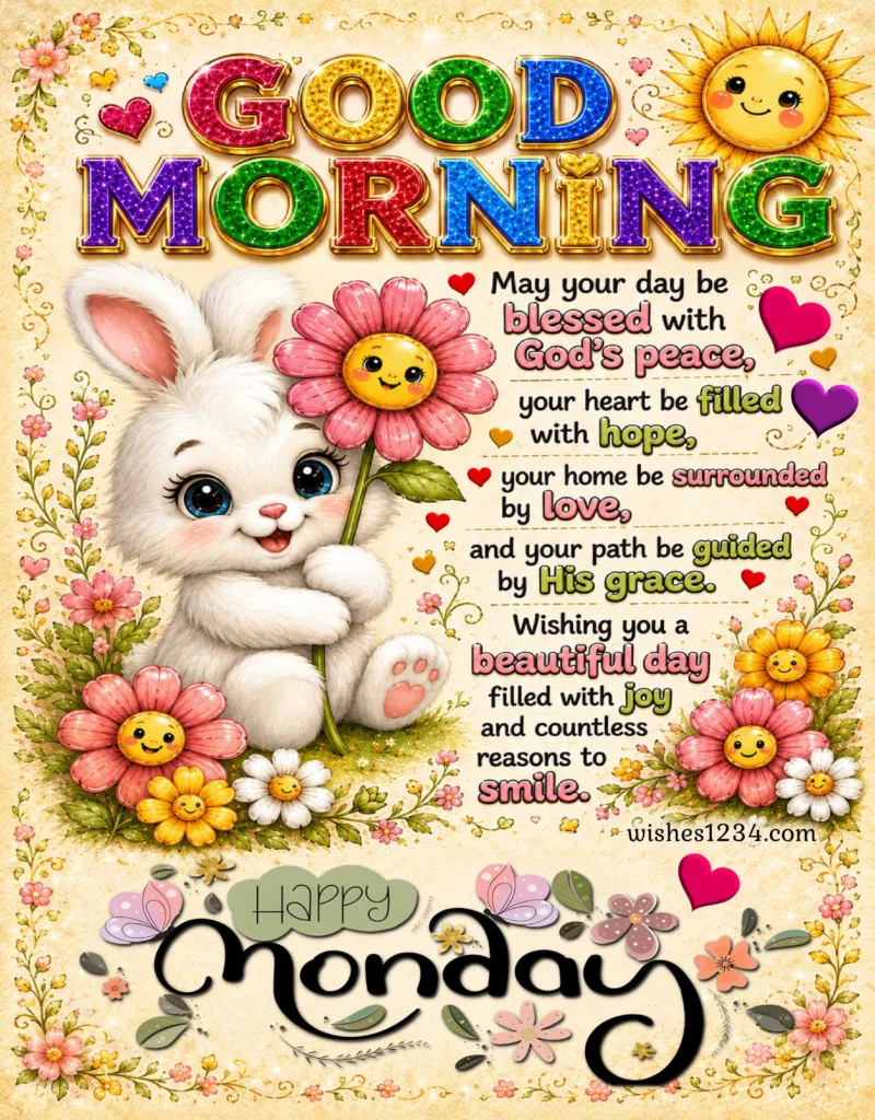 Good Morning Monday image with blessings.