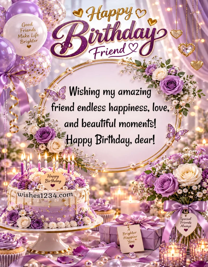 Happy Birthday Dear Friend message.