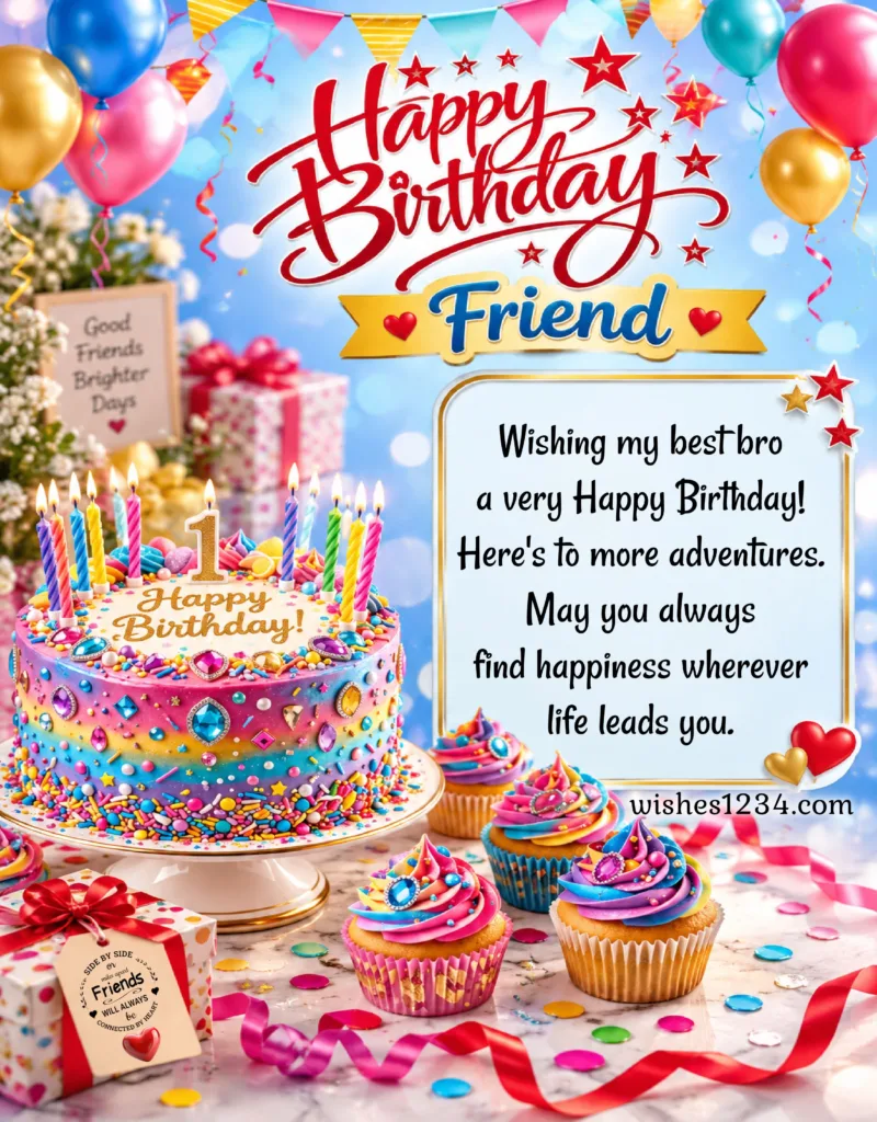 Happy Birthday Friend Message with image.