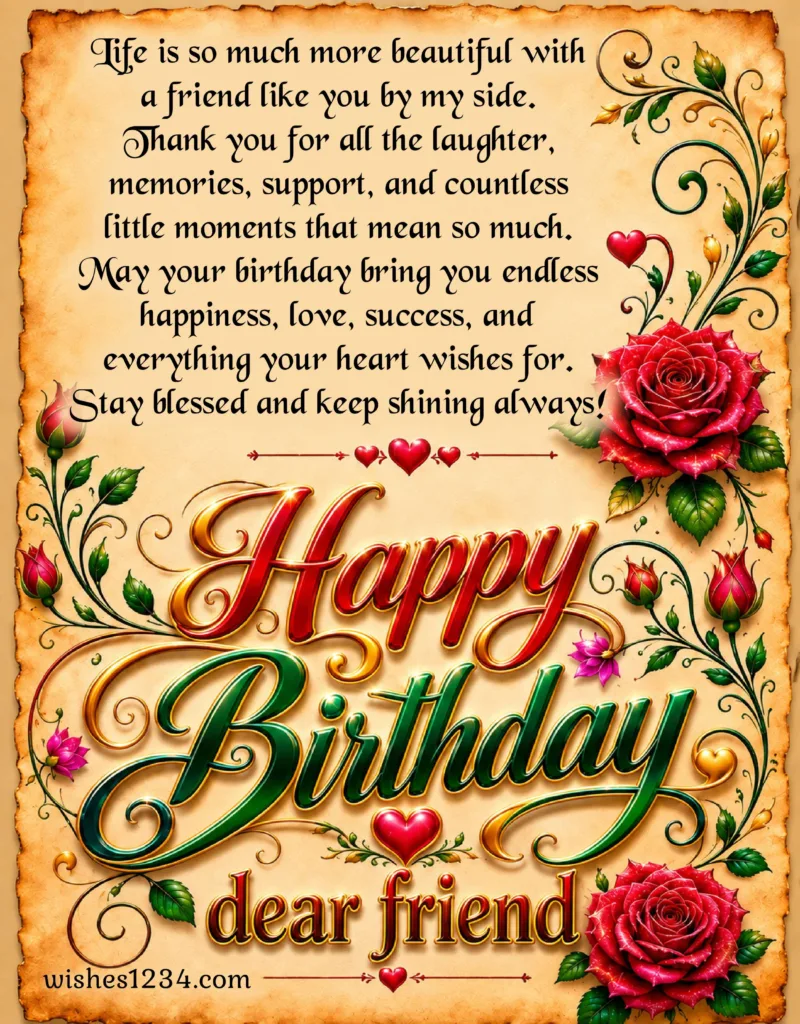 Happy Birthday dear Friend card.