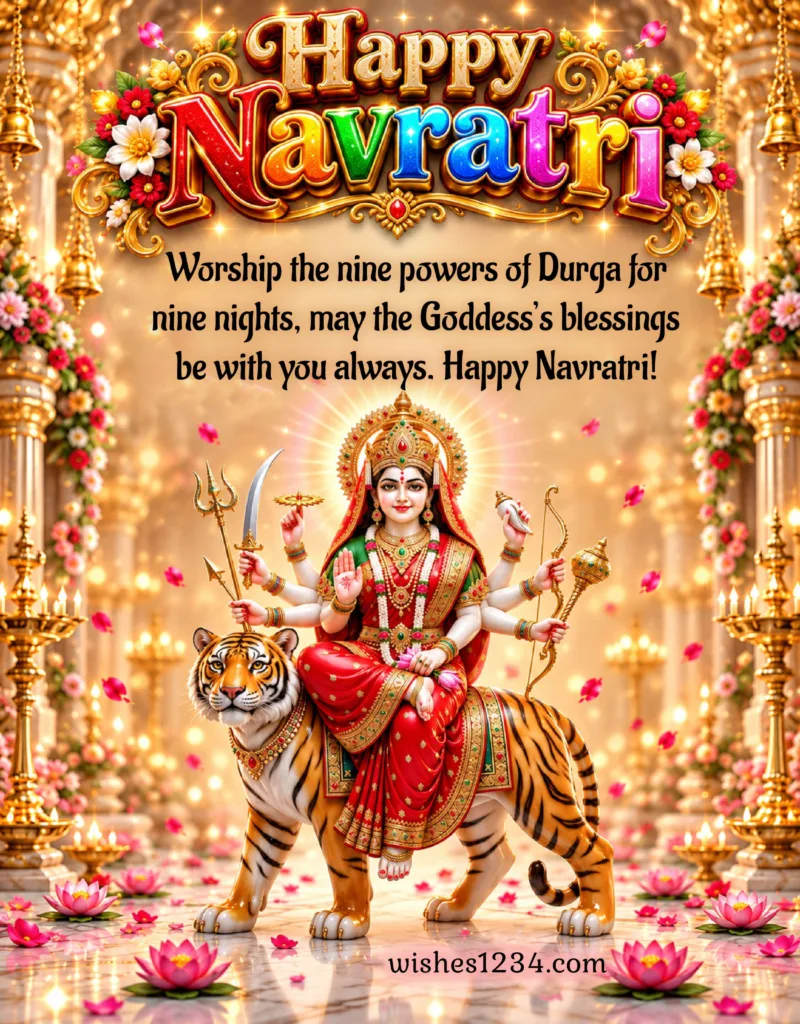 Navratri Blessings with Maa Durga image.