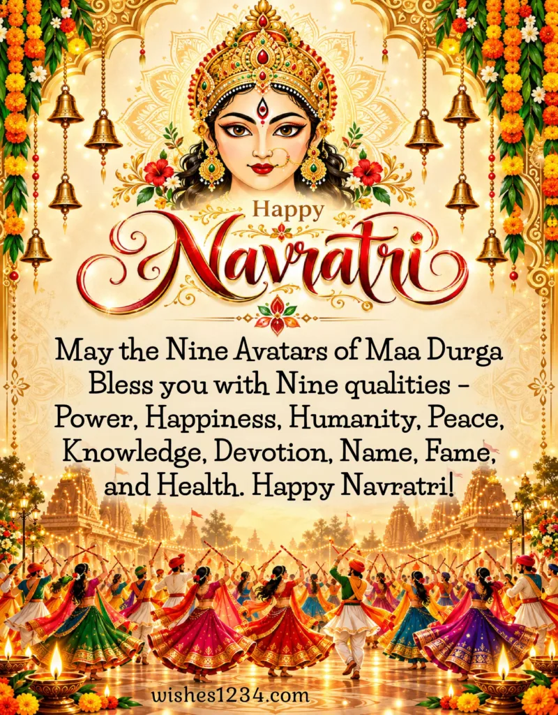 Navratri Message with Maa Durga Image.