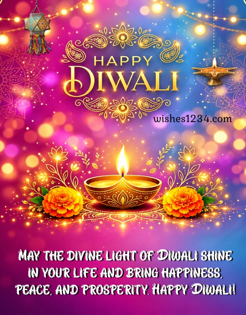 Diwali Greetings with Golden Diya.