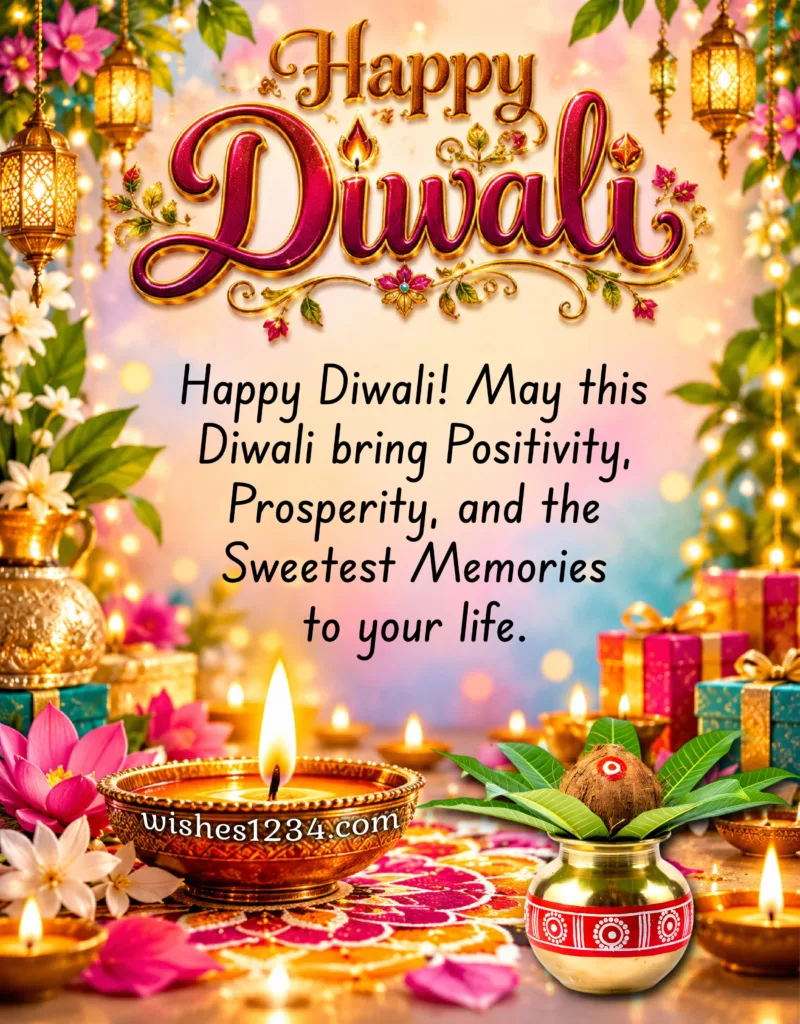 Diwali Greetings with Kalash.