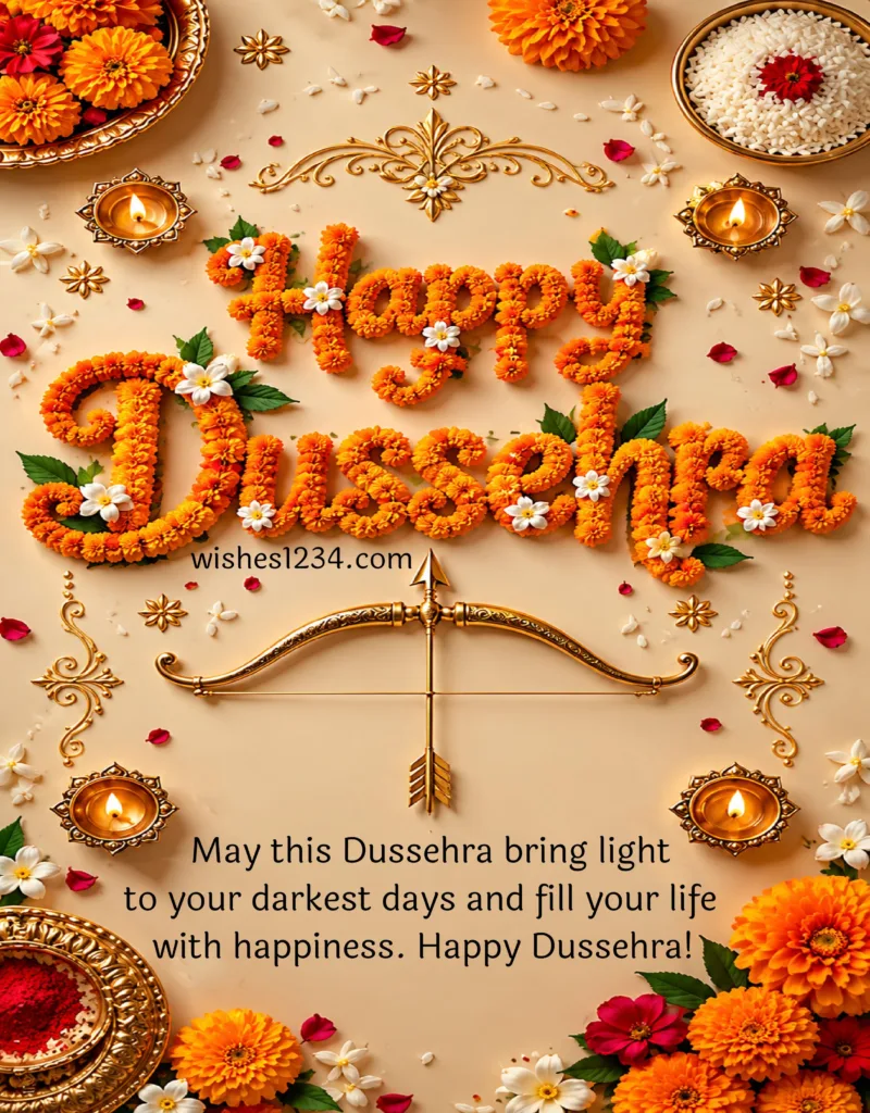Dussehra Greetings image with beautiful message.