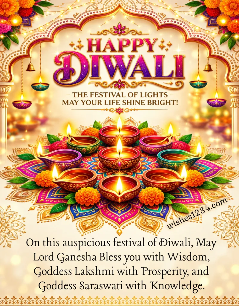 Glittering Happy Diwali with Rangoli.