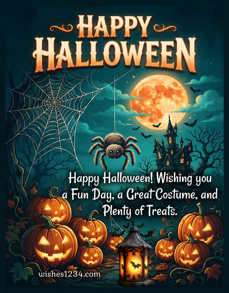 Happy Halloween spooky haunted house.