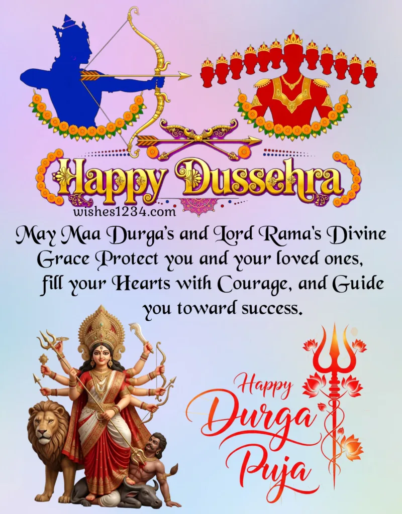 Happy Vijayadashami and Durga Puja blessings image.
