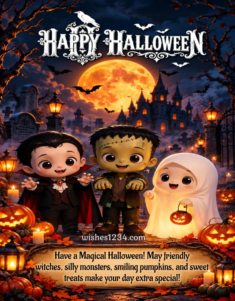Kids celebrating Halloween.