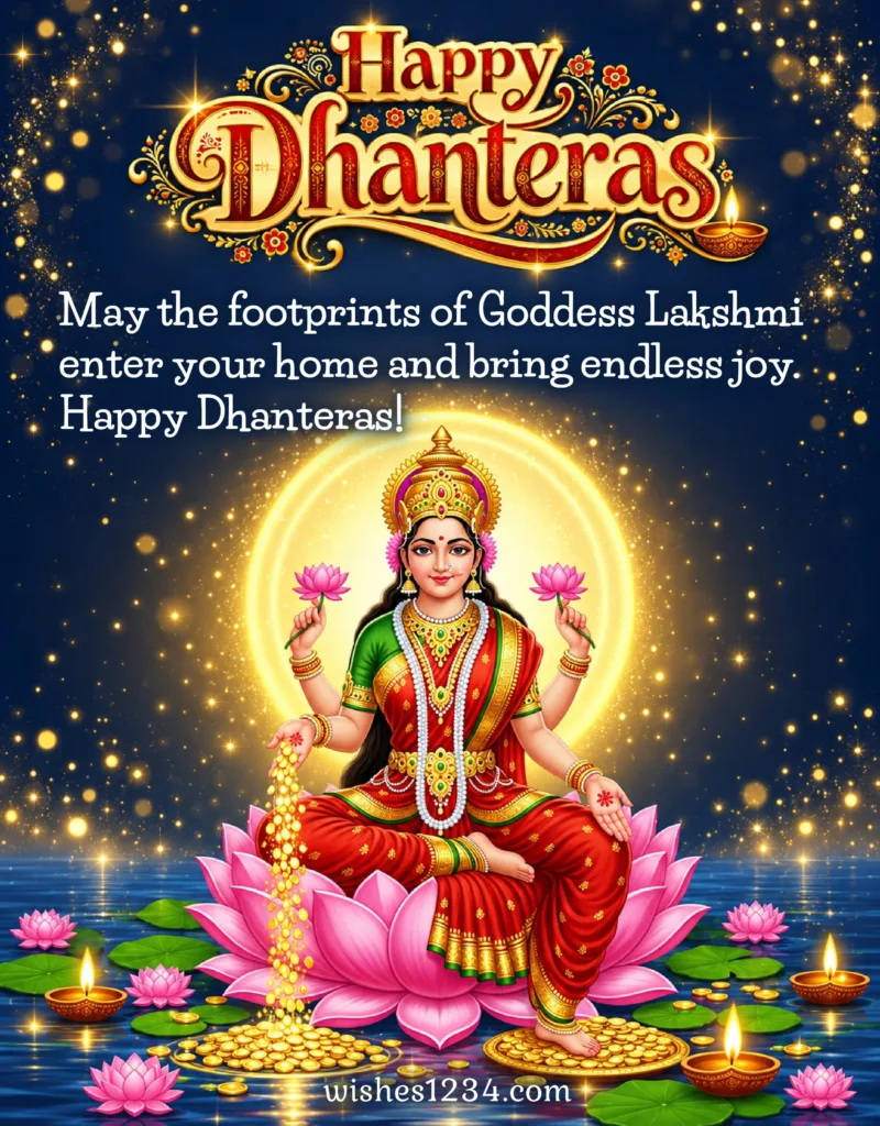 Maa Lakshmi image with Happy Dhanteras.