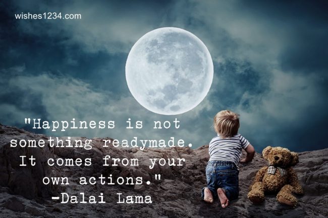 Kid looking at moon with teddy bear beside, Motivational Quotes | Inspirational Quotes of the Day.